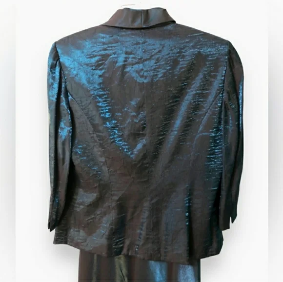 ALEX EVENINGS PETITE Iridescent Teal Two Piece Evening Dress Set